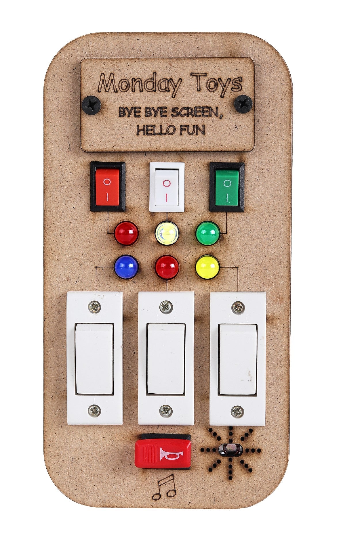 Buzz Beats Lite – Musical Montessori Busy Board with Real Switches | Keeps Kid Away from Screen | Safe & Easy to Press Switches Fun with Music & Light | 6 months+ can easily press switches and play |