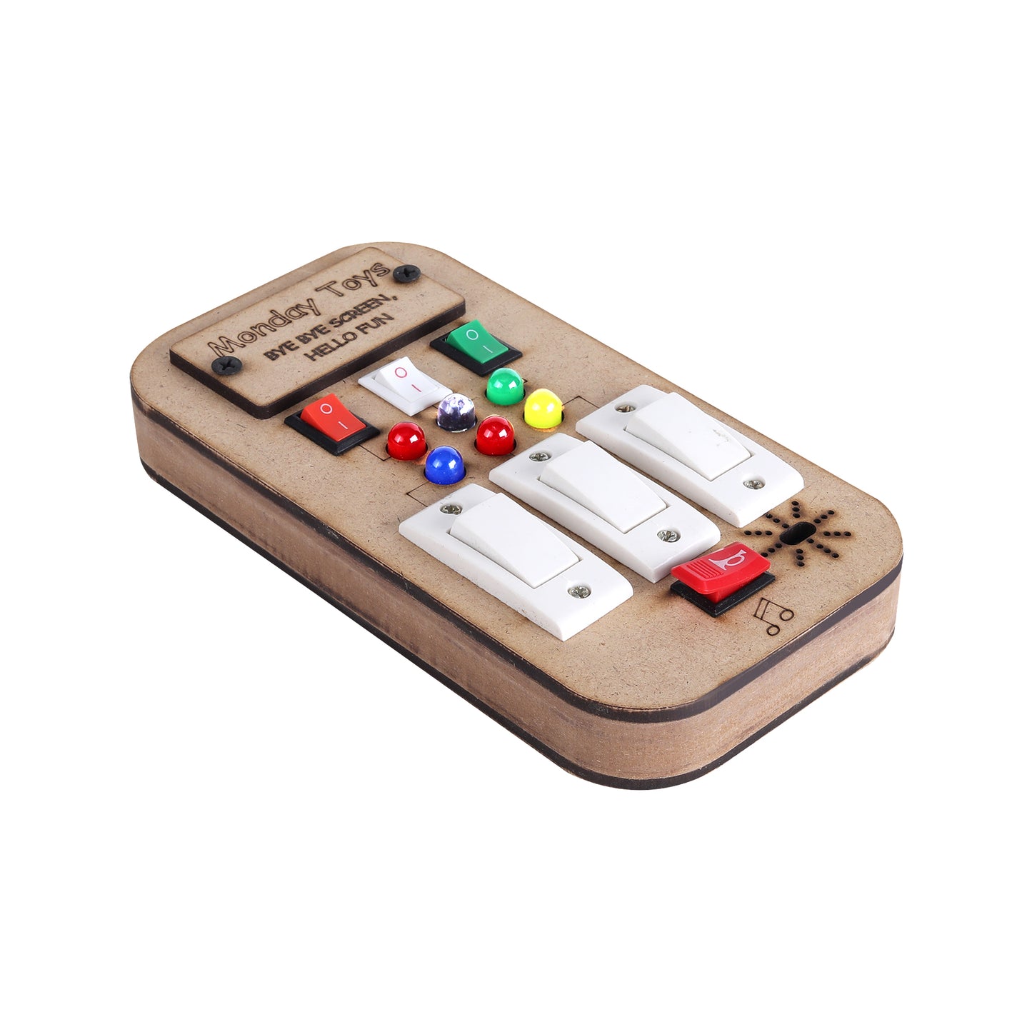 Buzz Beats Lite – Musical Montessori Busy Board with Real Switches | Keeps Kid Away from Screen | Safe & Easy to Press Switches Fun with Music & Light | 6 months+ can easily press switches and play |