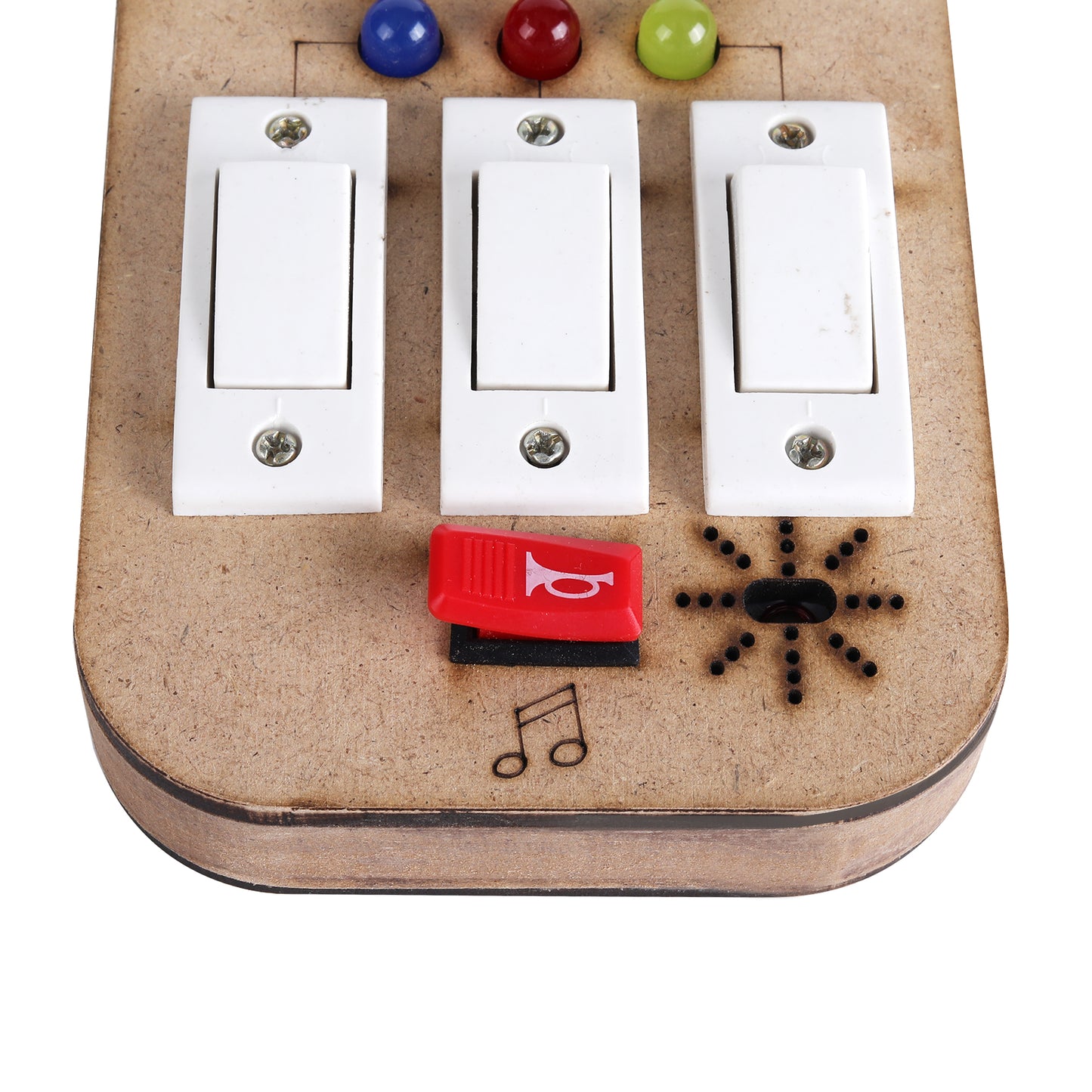 Buzz Beats Lite – Musical Montessori Busy Board with Real Switches | Keeps Kid Away from Screen | Safe & Easy to Press Switches Fun with Music & Light | 6 months+ can easily press switches and play |