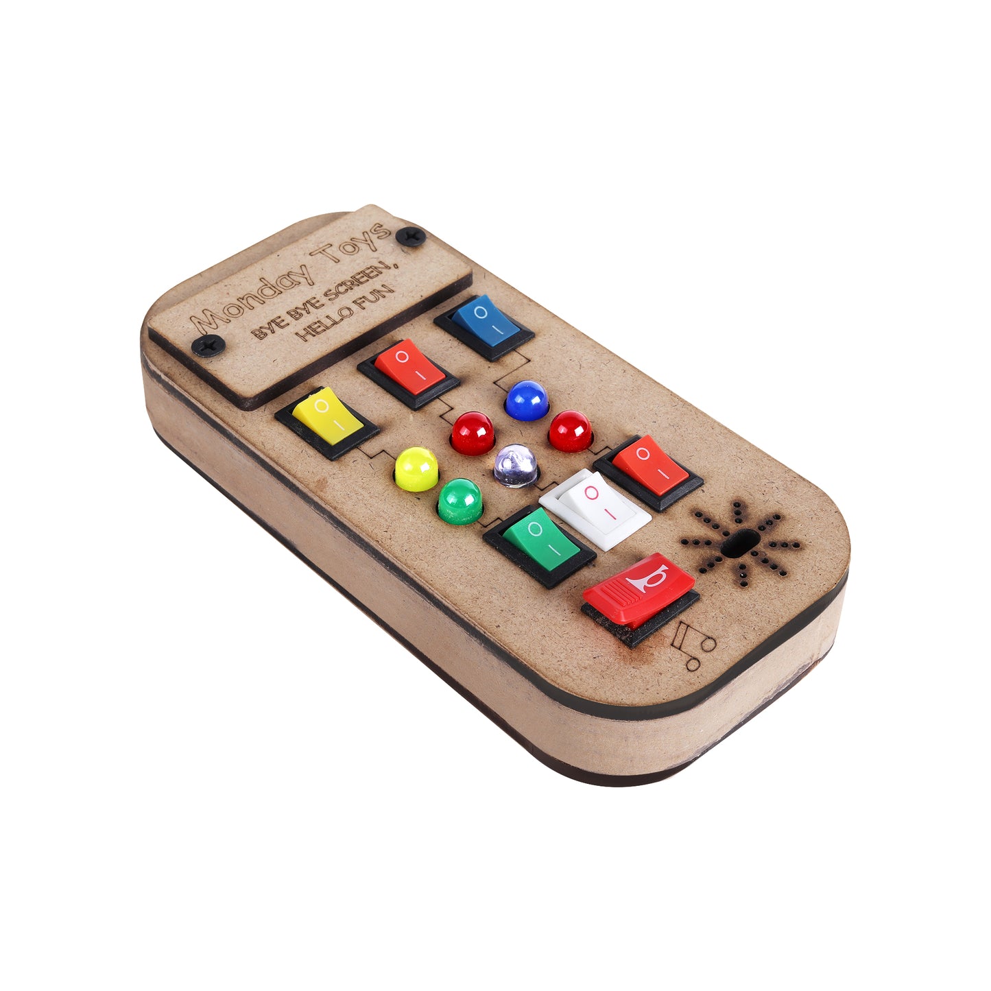 Glow Beats – Musical Montessori Busy Board | Keeps Kid Away from Screen | 6-in-1 Musical Play | Compact, Safe & Travel-Friendly | Colour-Matching LED Switches |