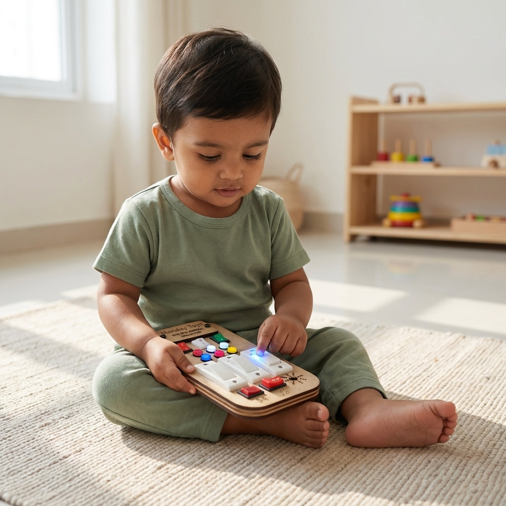 Buzz Beats – Musical Montessori Busy Board with Real Switches | Keeps Kids Away from Screen | Electric Board Fun Without the Danger | Perfect for 6 months to 4 years Old