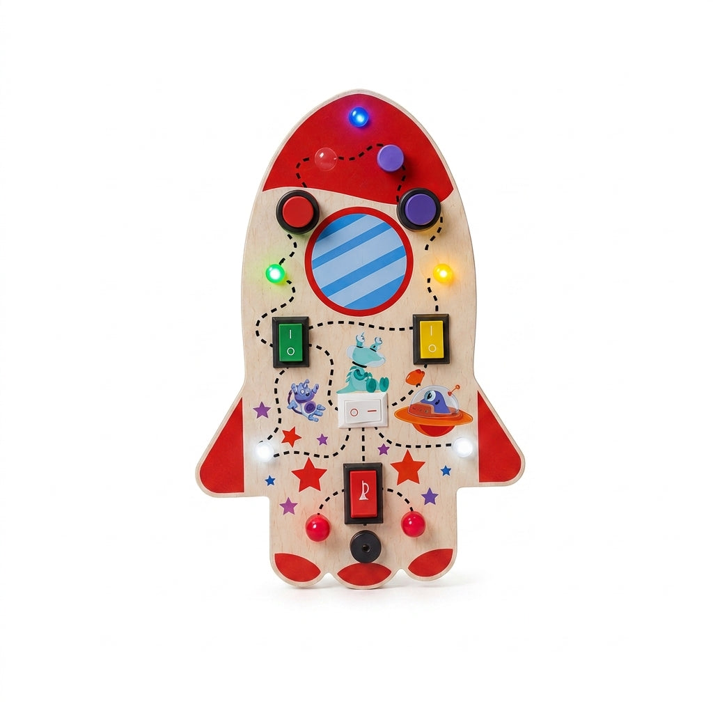 Rocket Montessori Musical Busy Board | Screen-Free Learning, Safe Exploration & Endless Fun for Curious Little Hands (9 Months to 4 Years)