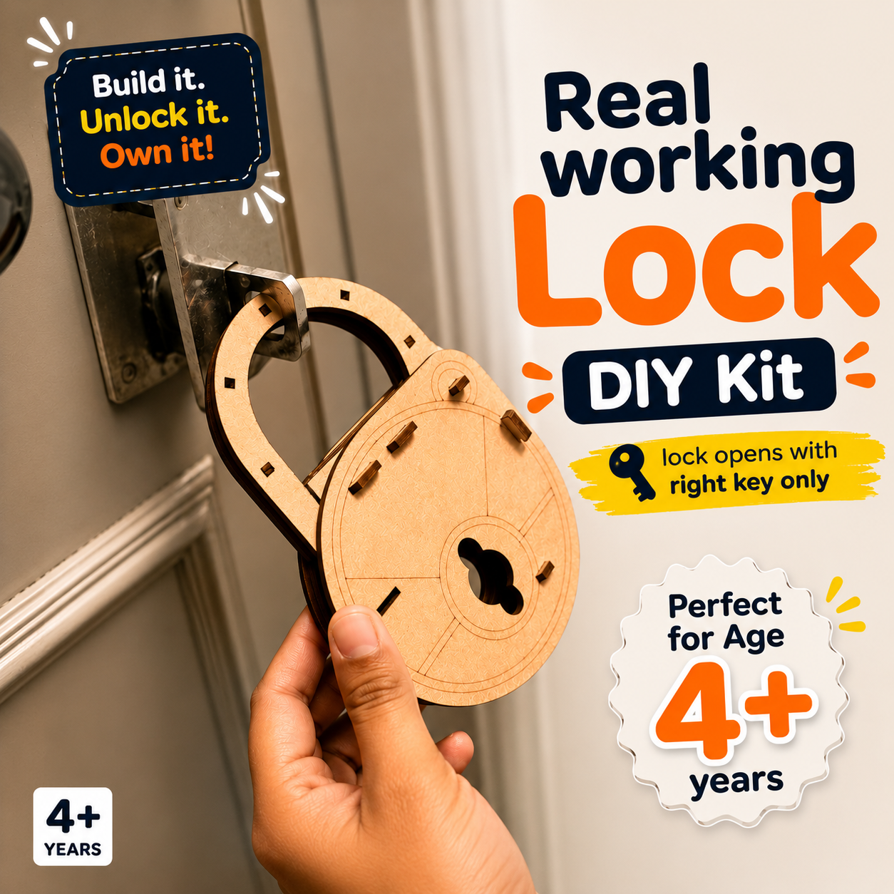 Real Working Lock & Key DIY Kit - Build a Real Working Lock - Perfect for Age 4+ years