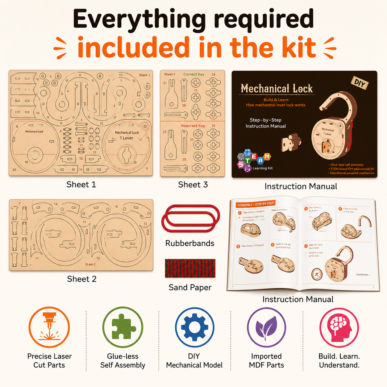 Real Working Lock & Key DIY Kit - Build a Real Working Lock - Perfect for Age 4+ years