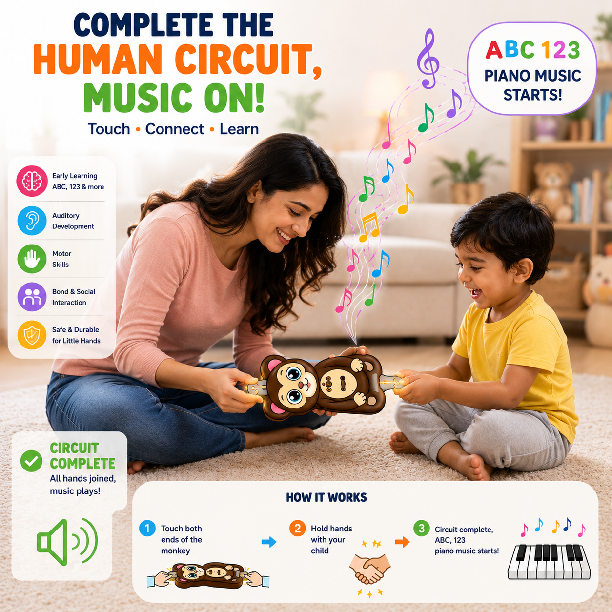Magic Touch - Musical Learning Toy for Kids | Alphabets, Numbers, Animal Sounds & Piano