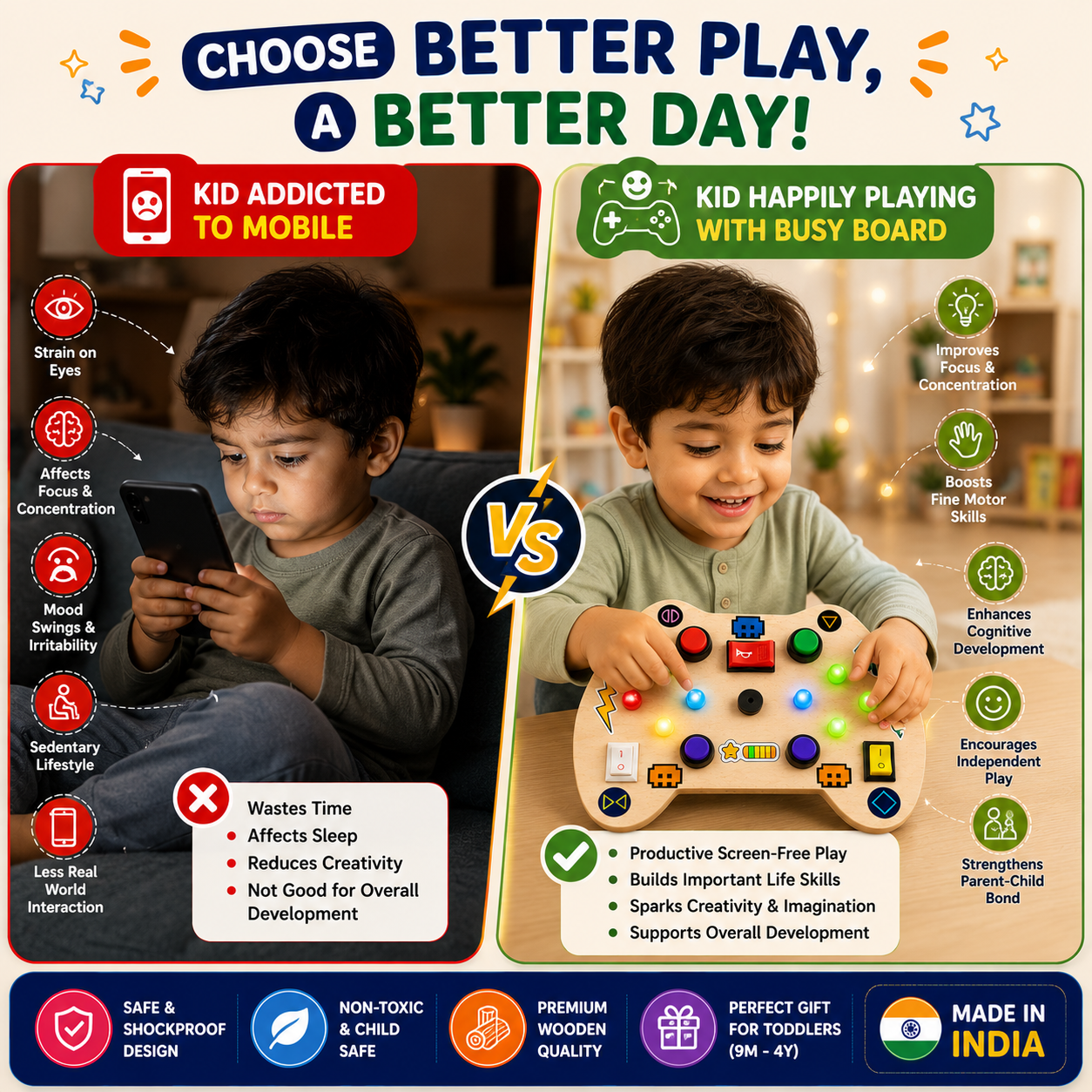Game Remote Montessori Musical Busy Board | Screen-Free Learning, Safe Exploration & Endless Fun for Curious Little Hands (9 Months to 4 Years)
