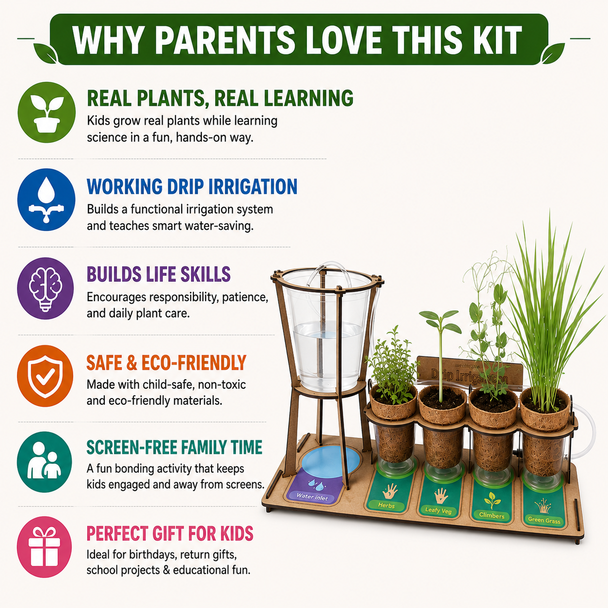 Little Farmer Gardening DIY Kit - Grow your Real Plants at Home & Learn Science - For Age 5+