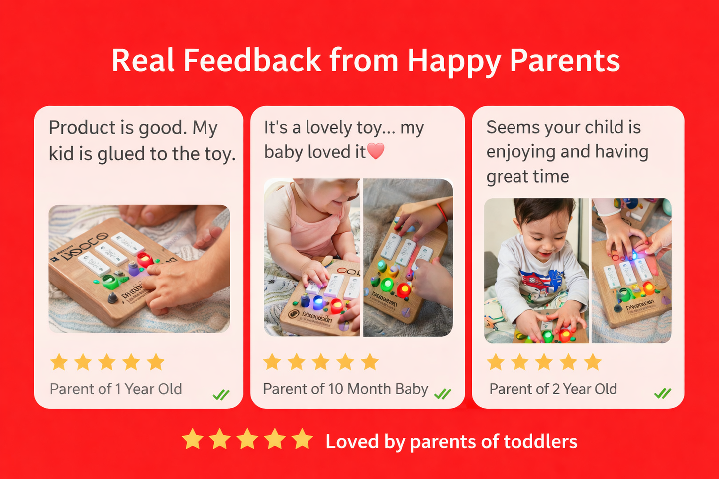 Busy Board Combo Pack – Set of 2 (Real Switches, Lights & Music) Keeps Kids Away from Screen | Electric Board Fun Without the Danger | Perfect for 6 months to 4 years