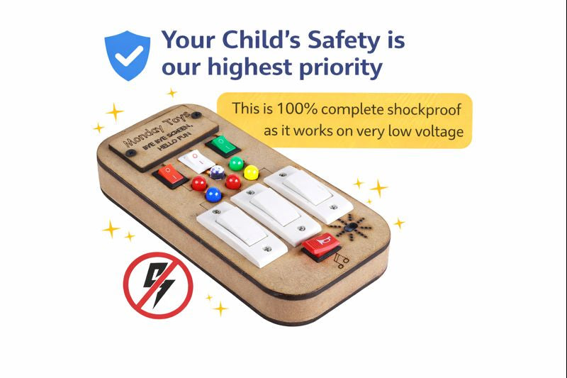 Buzz Beats Lite – Musical Montessori Busy Board with Real Switches | Keeps Kid Away from Mobile | Electric Board Experience Without Danger | Perfect for 6 months to 5 years | Easy to Press Real Switches with Music & Light |