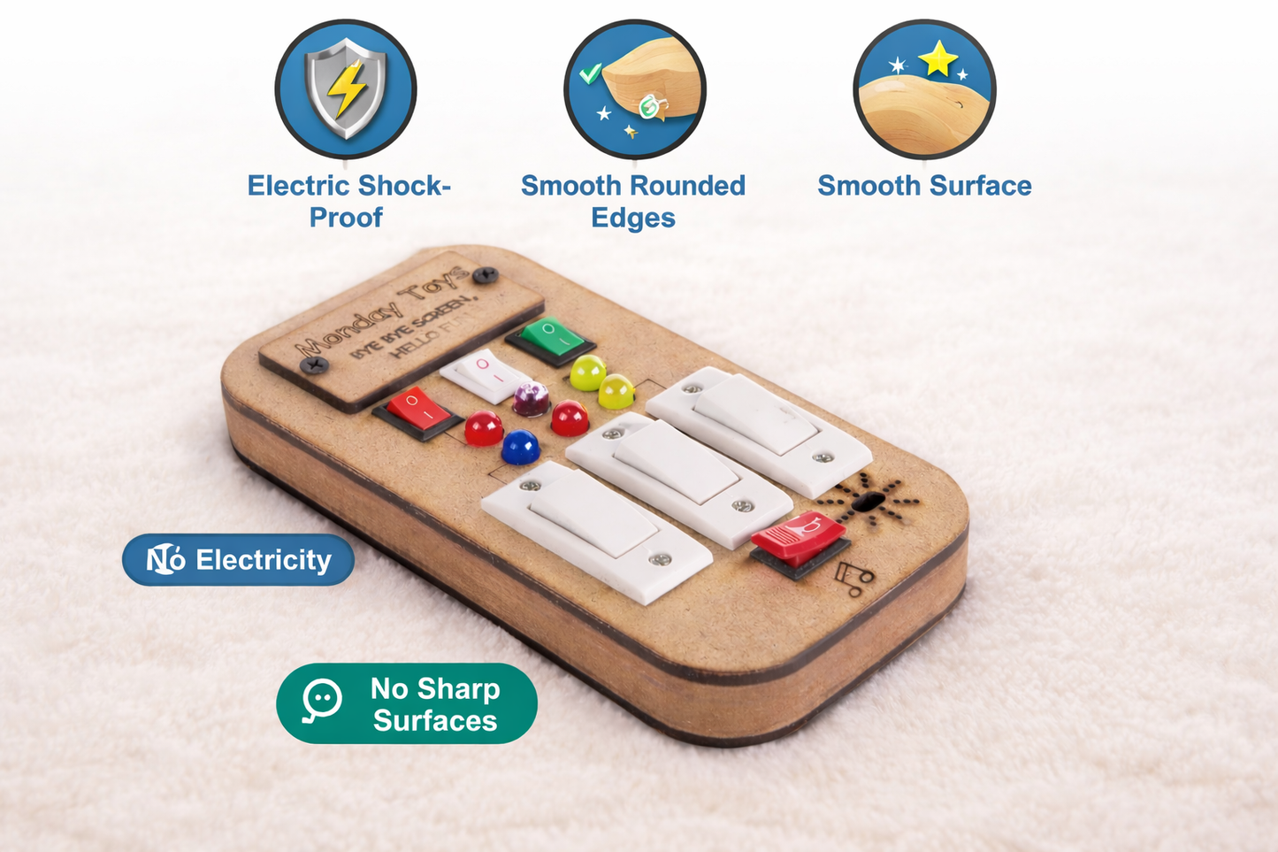 Buzz Beats Lite – Musical Montessori Busy Board with Real Switches | Keeps Kid Away from Mobile | Electric Board Experience Without Danger | Perfect for 6 months to 5 years | Easy to Press Real Switches with Music & Light |