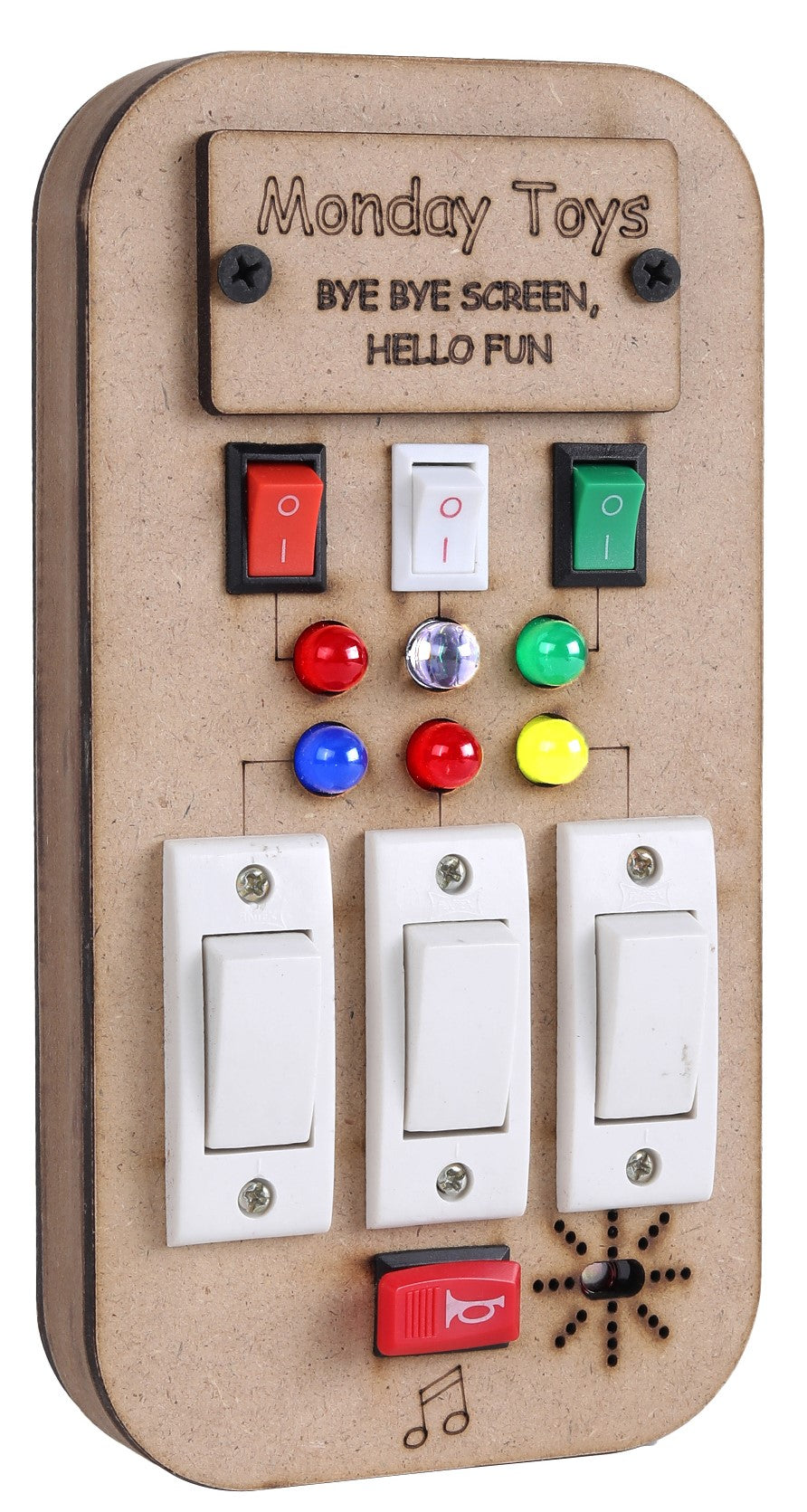 Busy Board Lite Combo Pack – Set of 2 (Real Switches, Lights & Music) Keeps Kids Away from Screen | Real Electric Board Fun Without the Danger | Perfect for 6 months to 4 years