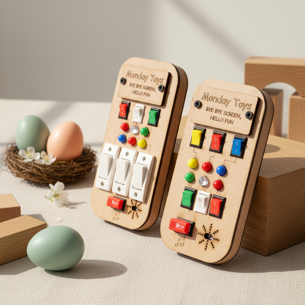 Busy Board Lite Combo Pack – Set of 2 (Real Switches, Lights & Music) Keeps Kids Away from Screen | Real Electric Board Fun Without the Danger | Perfect for 6 months to 4 years