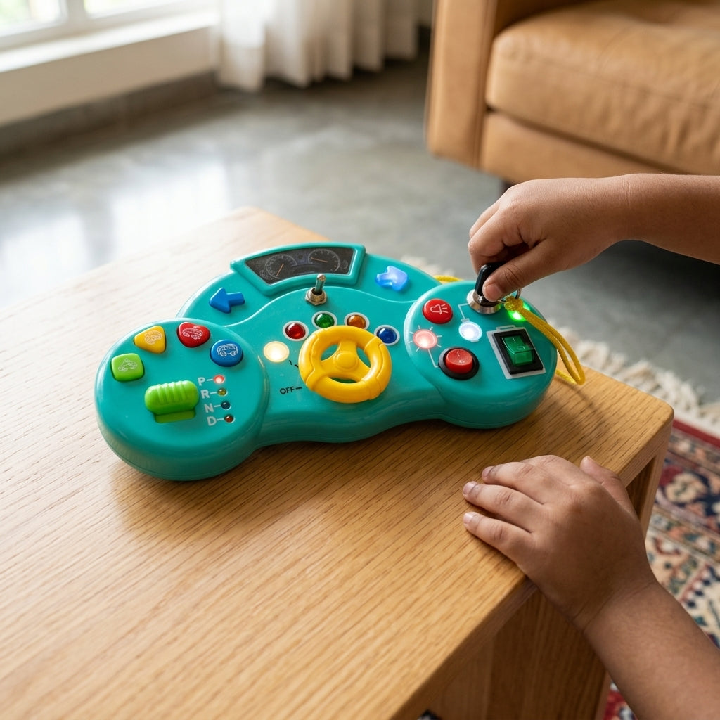 A Montessori Musical Busy Board - Mini Car Driver - My First Busy Board
