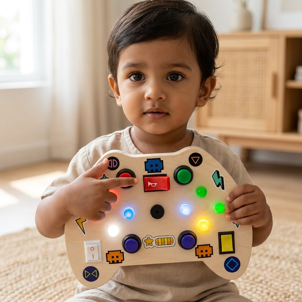 Game Remote Montessori Musical Busy Board | Screen-Free Learning, Safe Exploration & Endless Fun for Curious Little Hands (9 Months to 4 Years)