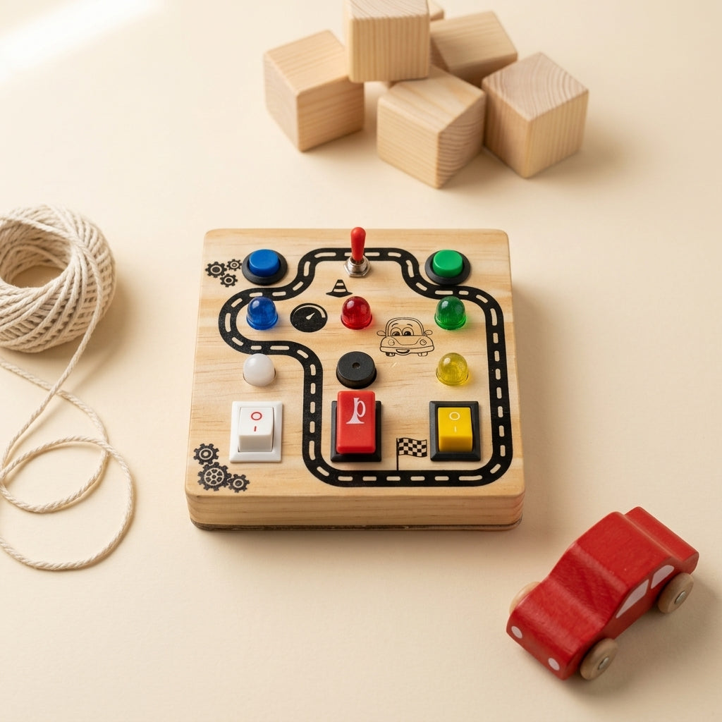 Racing Road Montessori Musical Busy Board | Screen-Free Learning, Safe Exploration & Endless Fun for Curious Little Hands (9 Months to 4 Years)