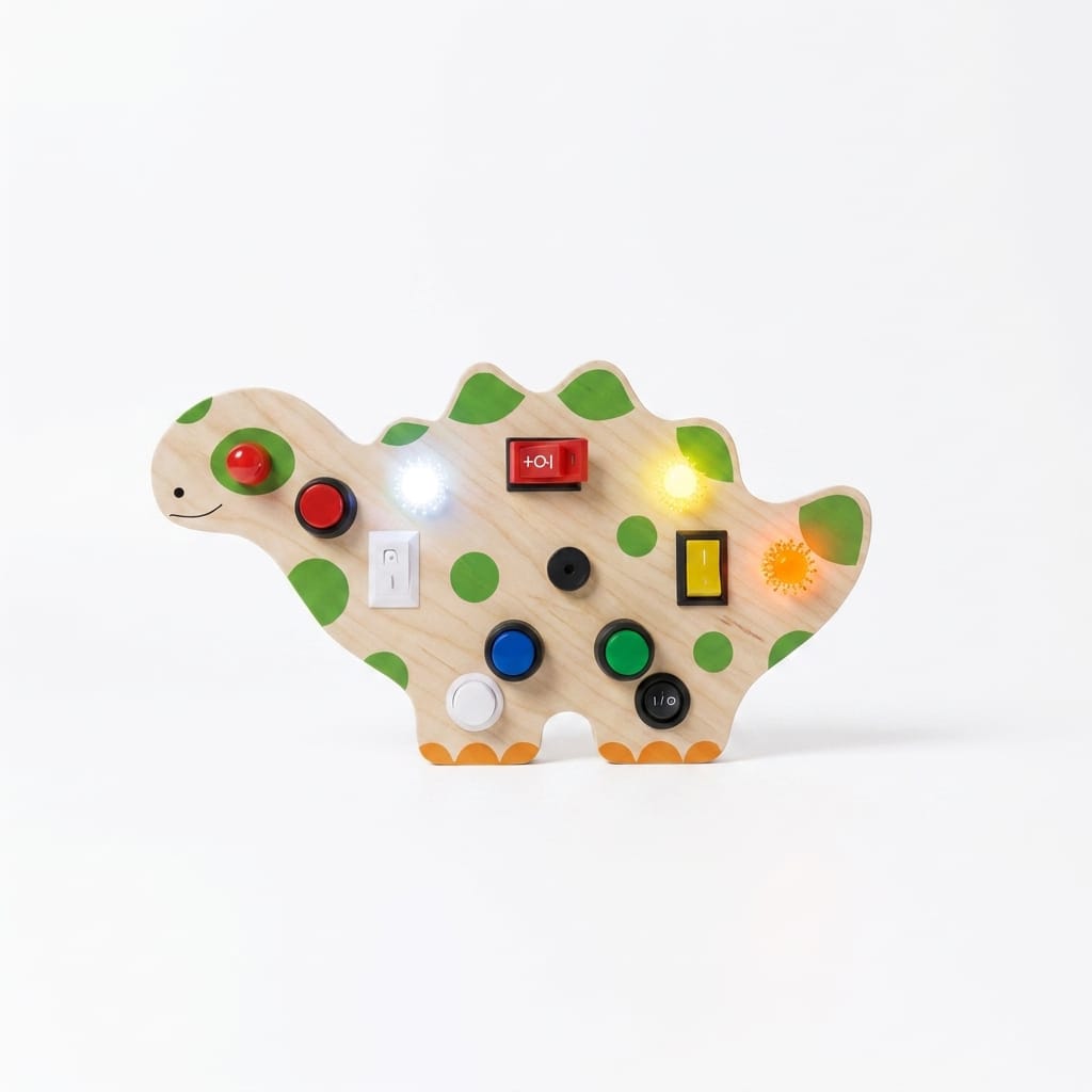 Dinosaur Montessori Musical Busy Board | Screen-Free Learning, Safe Exploration & Endless Fun for Curious Little Hands (9 Months to 4 Years)