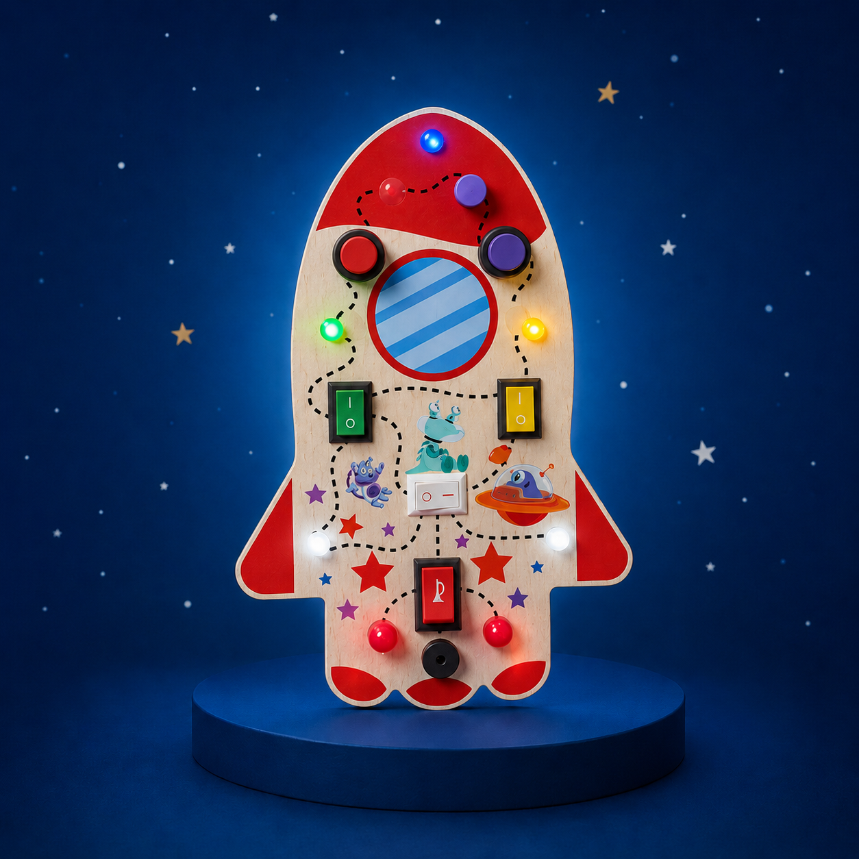 Rocket Montessori Musical Busy Board | Screen-Free Learning, Safe Exploration & Endless Fun for Curious Little Hands (9 Months to 4 Years)