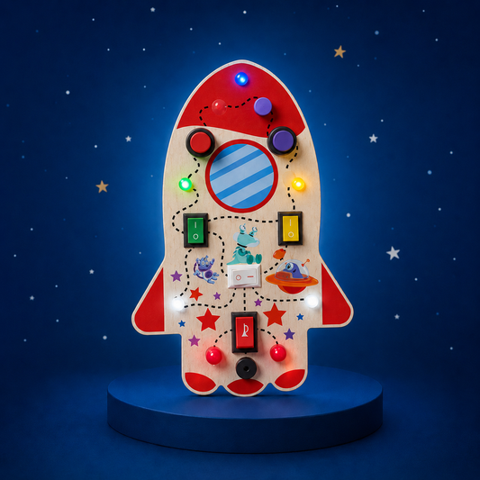 Rocket Montessori Musical Busy Board | Screen-Free Learning, Safe Exploration & Endless Fun for Curious Little Hands (9 Months to 4 Years)